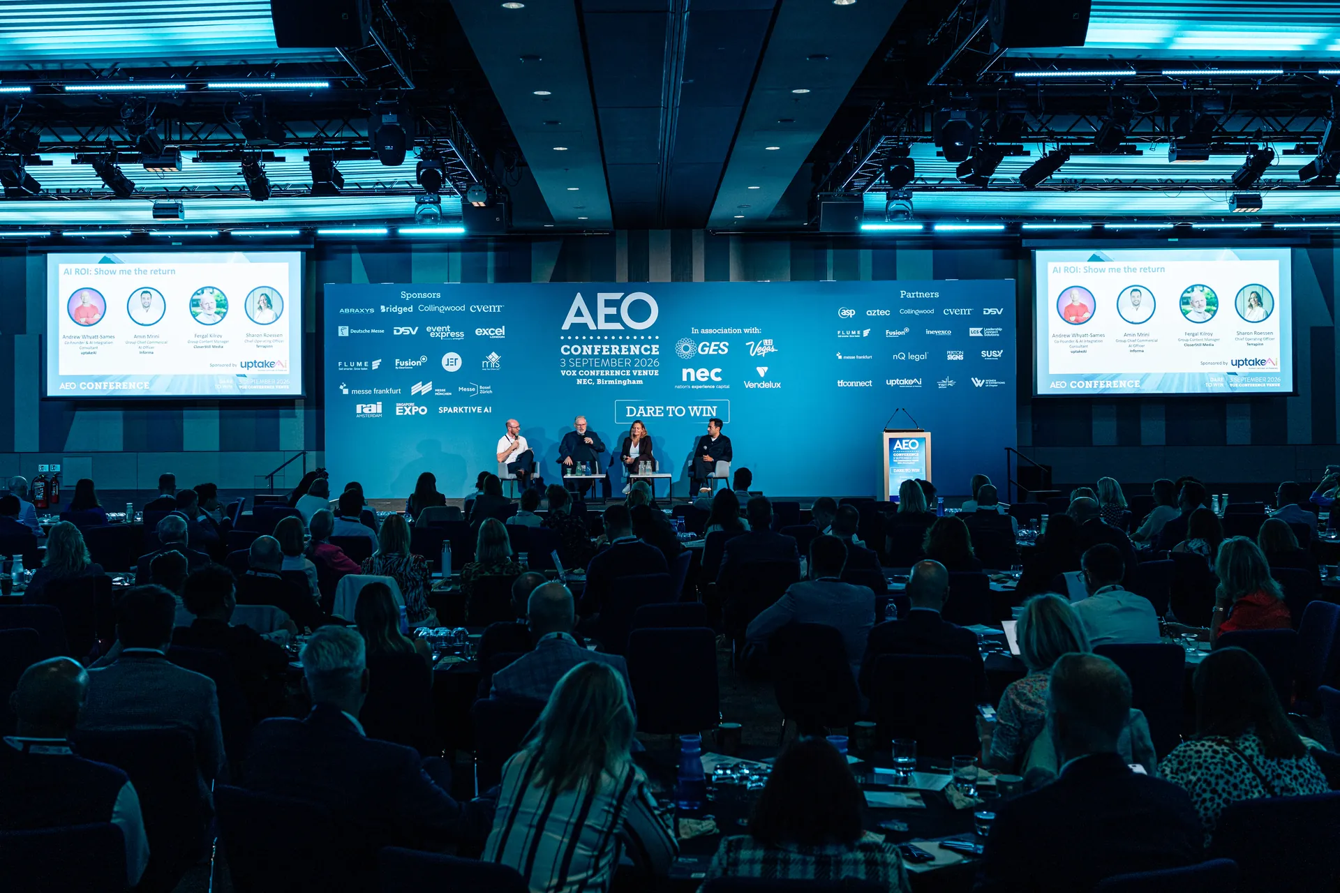 The main stage and audience at the AEO Conference 2026, NEC Birmingham